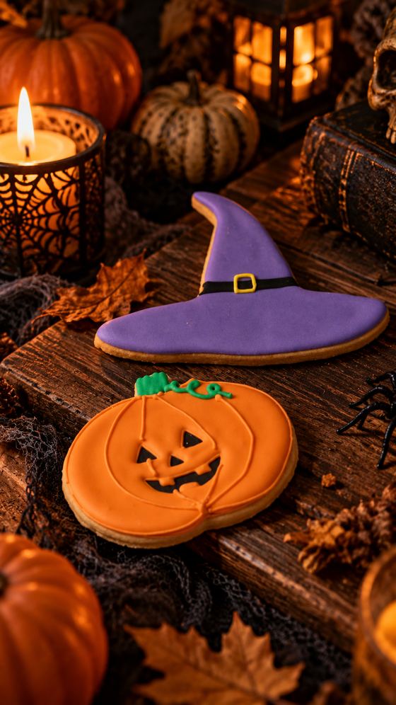 Galletas de Halloween a la luz de las velas