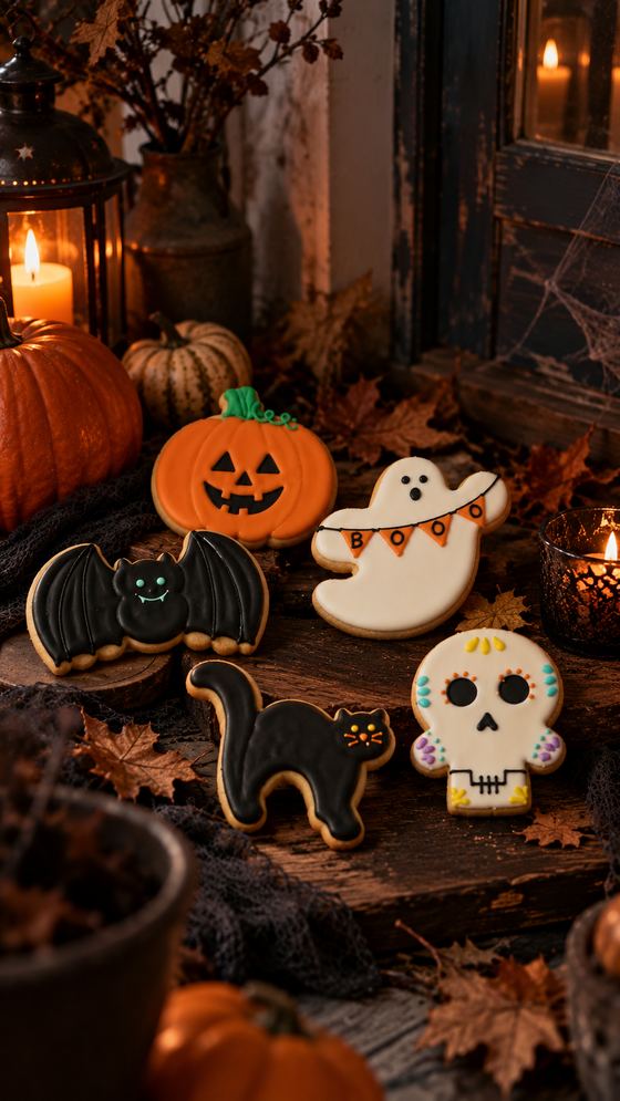 Galletas de Halloween a la luz de velas