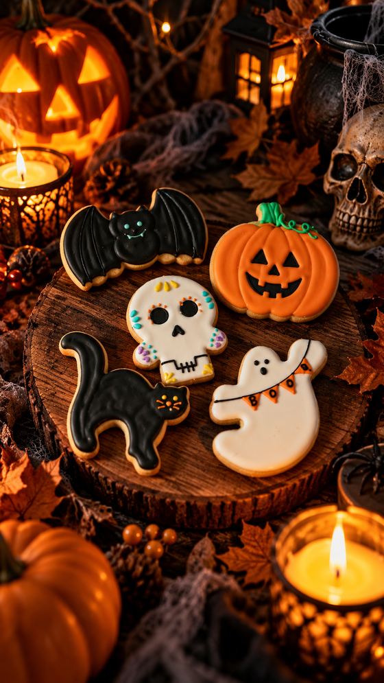 Galletas de Halloween a la luz de velas